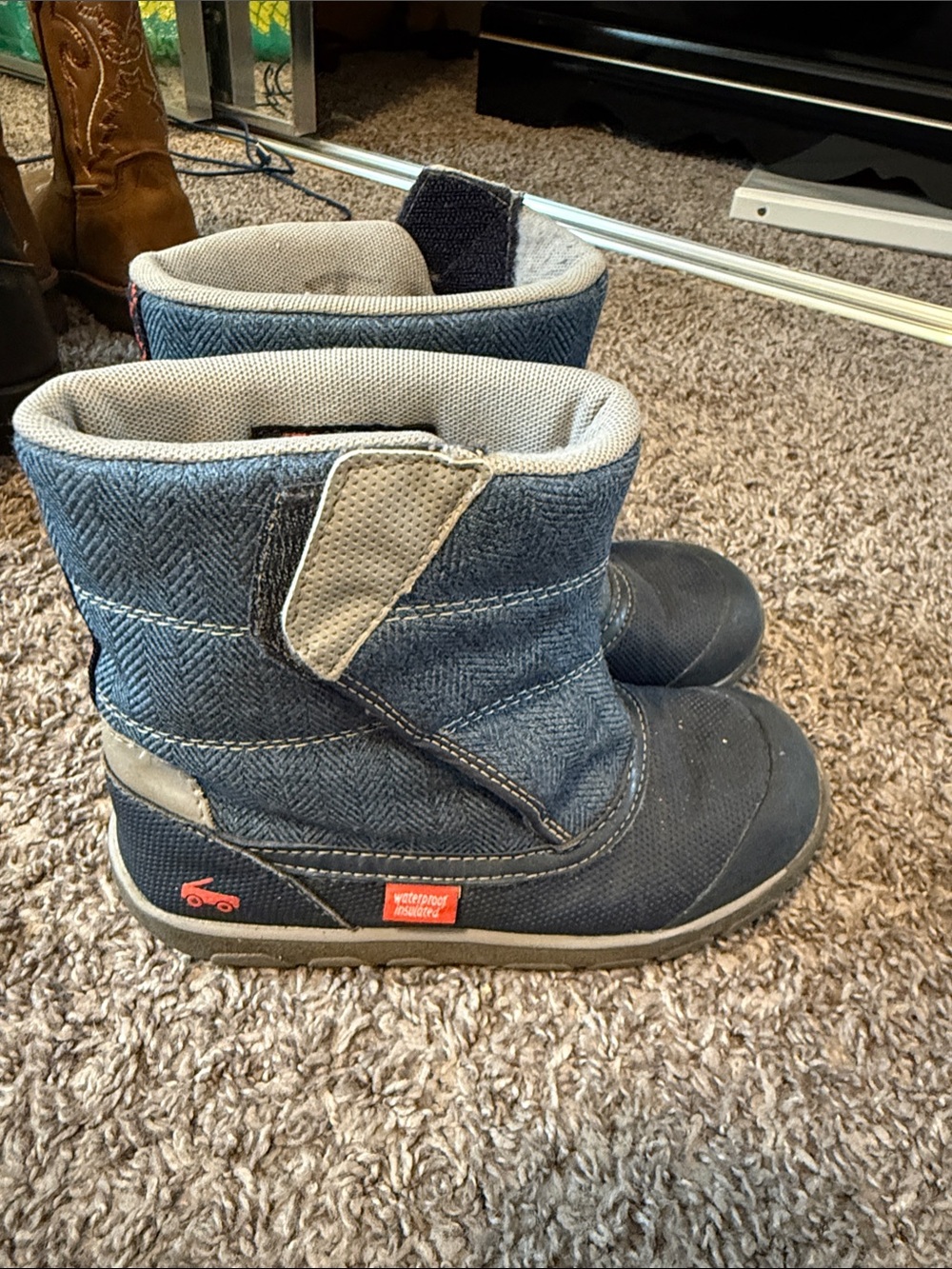 See Kai Run Navy and Gray Kids Winter Boots